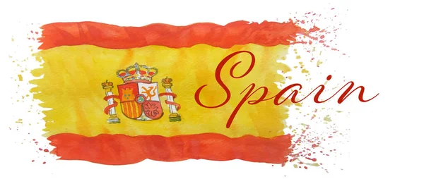 水彩画スペイン国旗独立運動デイグリーティングカードイラスト記念日スペイン国旗の背景に幸せな独立スペインの日 ベクトルイラスト — ストックベクタ