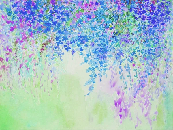Абстрактный Акварель Оригинальная Картина Фиолетовый Синий Цвет Красочных Цветов Зеленые — стоковое фото