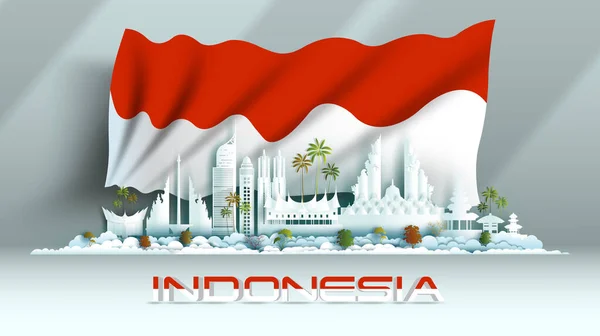 Día Nacional Celebración Del Aniversario Independencia Fondo Bandera Indonesia Con — Vector de stock