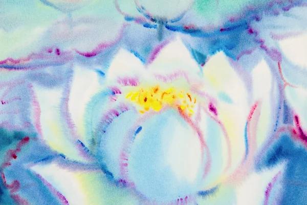 Aquarelle Abstraite Peinture Originale Couleur Blanche Fleur Lys Lotus Couleurs — Photo