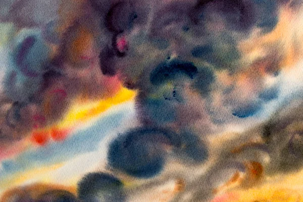 Aquarell Malerei Wolke Himmel Bunt Von Regenwolken Der Luft Und — Stockfoto