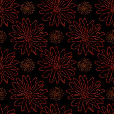 siyah bir arka plan, seamless modeli çiçek süsleme.