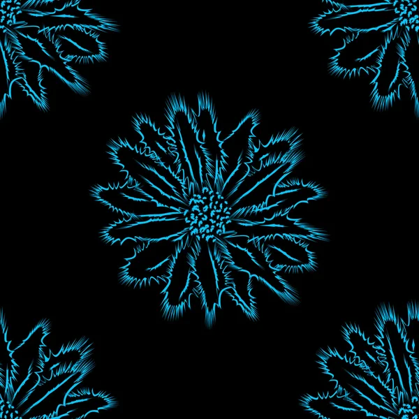 어두운 배경에, 완벽 한 패턴 꽃 장식. — 스톡 벡터