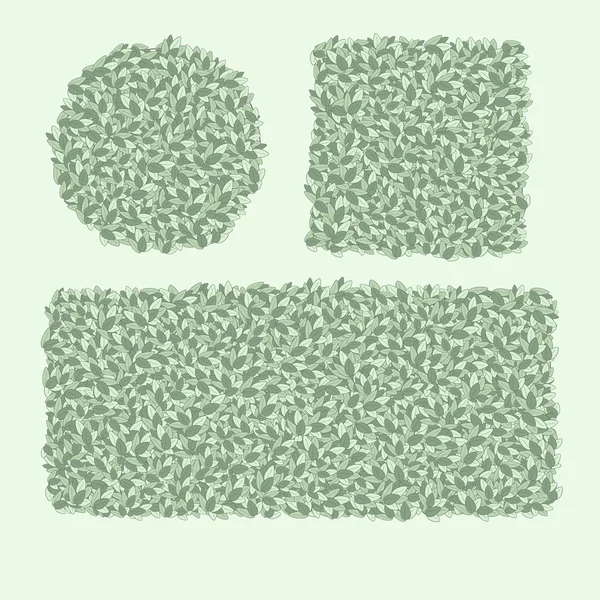 Tipos de setos de recorte, en forma de arbustos, setos verdes, un elemento — Vector de stock