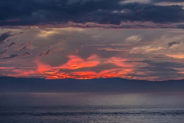 Track Evolution Storm Spectacular Clouds Rainbows Sunset Coast — Stock Photo, Image