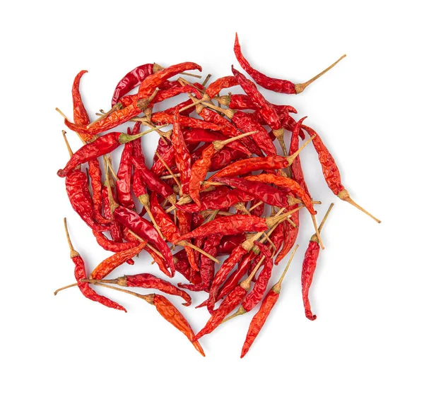 Dried Chilli Isolate White Background Top View — ストック写真