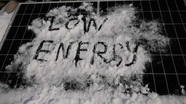 Painel Solar Baixa Energia Neve Precipitação Reduz Geração Eletricidade Partir — Fotografia de Stock