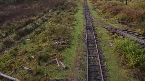 Ferrocarril Encuentra Entre Pantanos Campos Tiene Varias Conexiones Articulaciones Vista — Vídeos de Stock