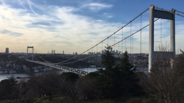 Istanbul Bosporus Fatih Sultan Mehmet Brug Uitzicht Vanaf Otagtepe Istanbul — Stockvideo