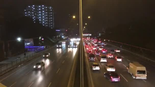 Timelapse Heavy Traffic Night Winter Day Stambuł Turcja — Wideo stockowe