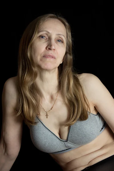 Woman in gray bra — Stock Photo, Image