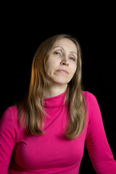 Woman in red blouse — Stock Photo, Image