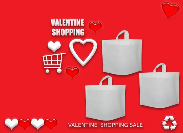 Hadiah Valentine Eco Tas Selamat Hari Valentine Belanja Bags Penjualan — Stok Foto