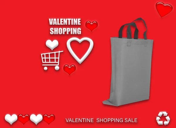 Hadiah Valentine Eco Tas Selamat Hari Valentine Belanja Bags Penjualan — Stok Foto