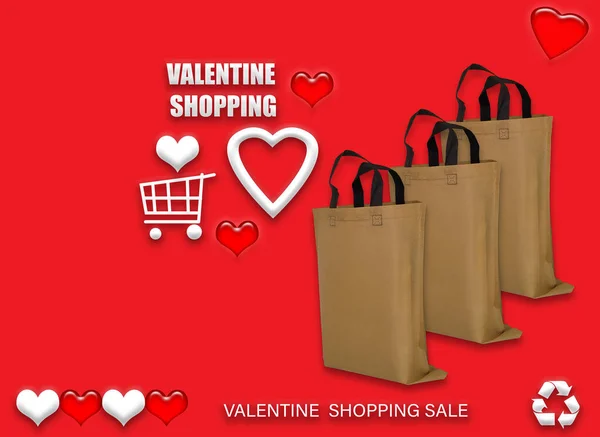 Hadiah Valentine Eco Tas Selamat Hari Valentine Belanja Bags Penjualan — Stok Foto