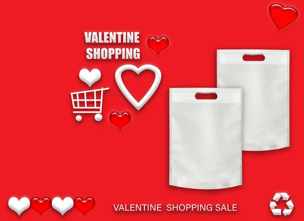 Hadiah Valentine Eco Tas Selamat Hari Valentine Belanja Bags Penjualan — Stok Foto