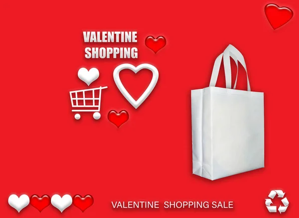 Hadiah Valentine Eco Tas Selamat Hari Valentine Belanja Bags Penjualan — Stok Foto