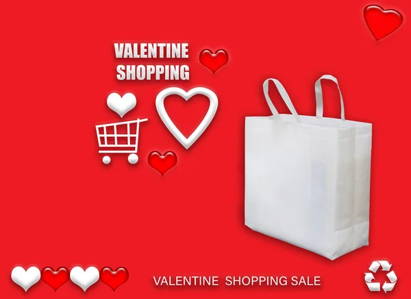 Hadiah Valentine Eco Tas Selamat Hari Valentine Belanja Bags Penjualan — Stok Foto