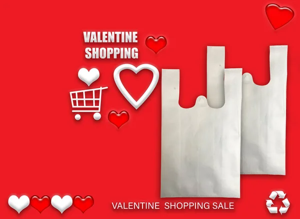 Hadiah Valentine Eco Tas Selamat Hari Valentine Belanja Bags Penjualan — Stok Foto