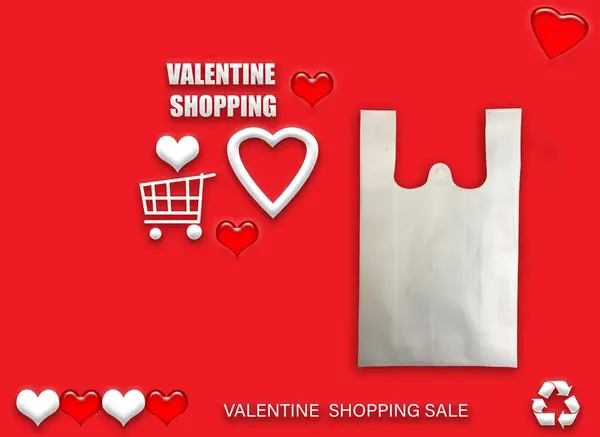 Hadiah Valentine Eco Tas Selamat Hari Valentine Belanja Bags Penjualan — Stok Foto