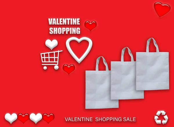 Hadiah Valentine Eco Tas Selamat Hari Valentine Belanja Bags Penjualan — Stok Foto