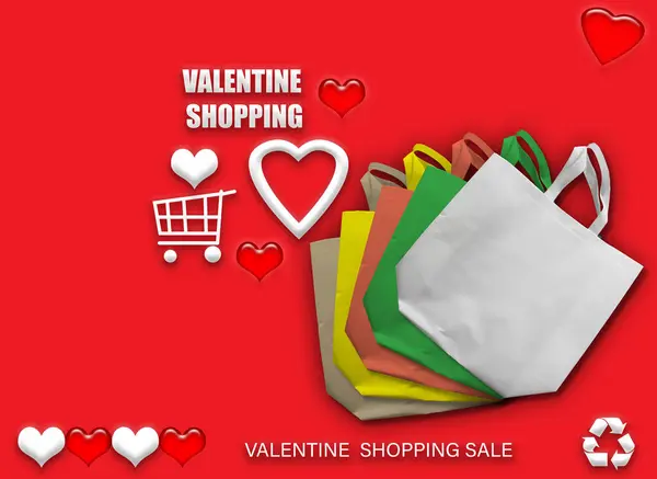 Hadiah Valentine Eco Tas Selamat Hari Valentine Belanja Bags Penjualan — Stok Foto