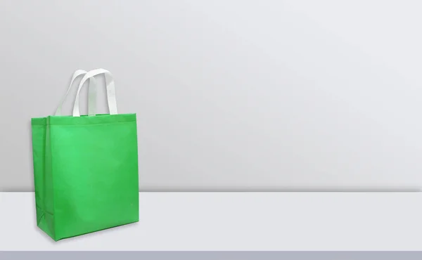 Bolsas Mockup Tejidas Escritorio Blanco — Foto de Stock