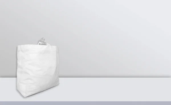 Bolsas Mockup Tejidas Escritorio Blanco —  Fotos de Stock