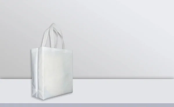 Bolsas Mockup Tejidas Escritorio Blanco —  Fotos de Stock