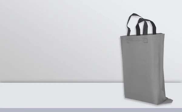 Bolsas Mockup Tejidas Escritorio Blanco —  Fotos de Stock