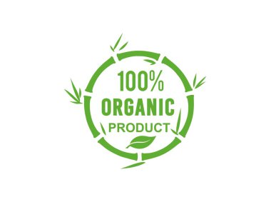 Beyaz arka planda% 100 Organik Ürün logosu izole edildi