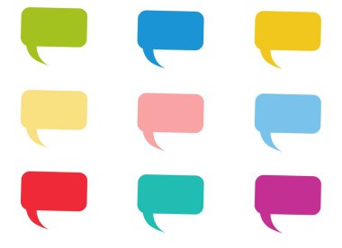 Konuşma metni seti, sohbet kutusu, mesaj kutusu çizim tasarımı. Düşünce simgesinin balon karalama biçimi.