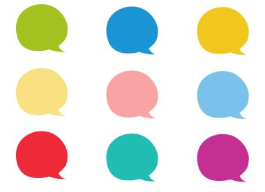 Konuşma metni seti, sohbet kutusu, mesaj kutusu çizim tasarımı. Düşünce simgesinin balon karalama biçimi.