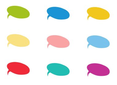 Konuşma metni seti, sohbet kutusu, mesaj kutusu çizim tasarımı. Düşünce simgesinin balon karalama biçimi.