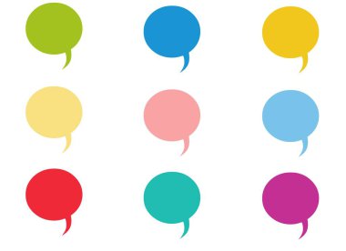 Konuşma metni seti, sohbet kutusu, mesaj kutusu çizim tasarımı. Düşünce simgesinin balon karalama biçimi.