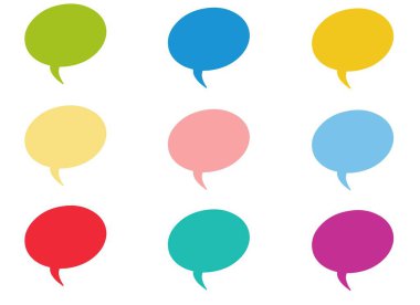 Konuşma metni seti, sohbet kutusu, mesaj kutusu çizim tasarımı. Düşünce simgesinin balon karalama biçimi.