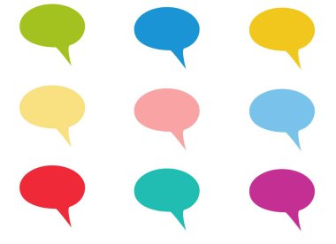 Konuşma metni seti, sohbet kutusu, mesaj kutusu çizim tasarımı. Düşünce simgesinin balon karalama biçimi.