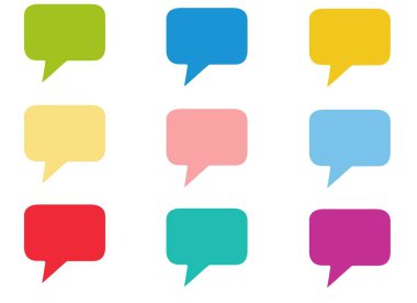 Konuşma metni seti, sohbet kutusu, mesaj kutusu çizim tasarımı. Düşünce simgesinin balon karalama biçimi.