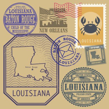 Damga adı ve Louisiana, Amerika Birleşik Devletleri Haritası ile ayarla