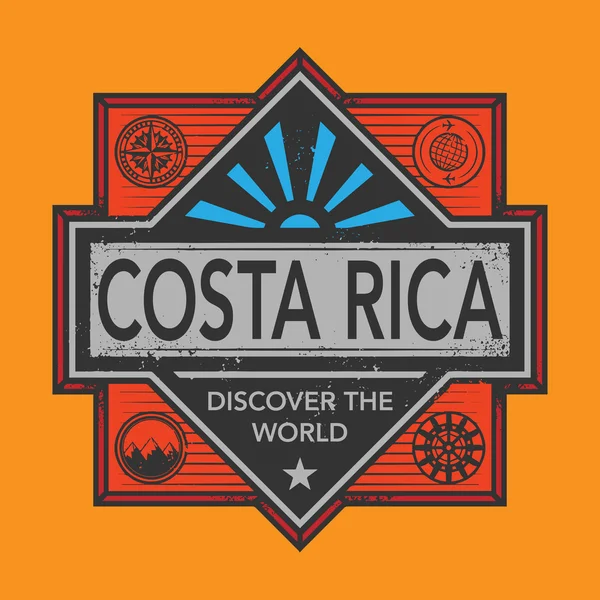 Stempel of vintage embleem met tekst Costa Rica, ontdek de wereld — Stockvector