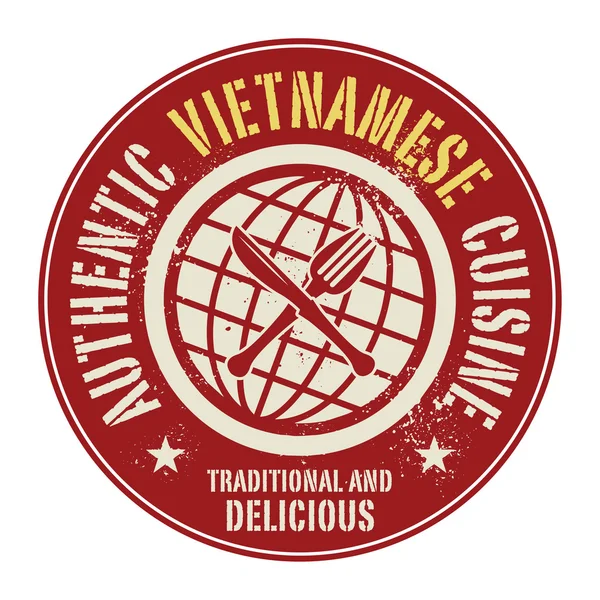 Abstract stamp or label with the text Authentic Vietnamese Cuisi — 图库矢量图片