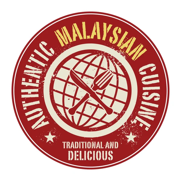 Abstract stamp or label with the text Authentic Malaysian Cuisin — Stok Vektör