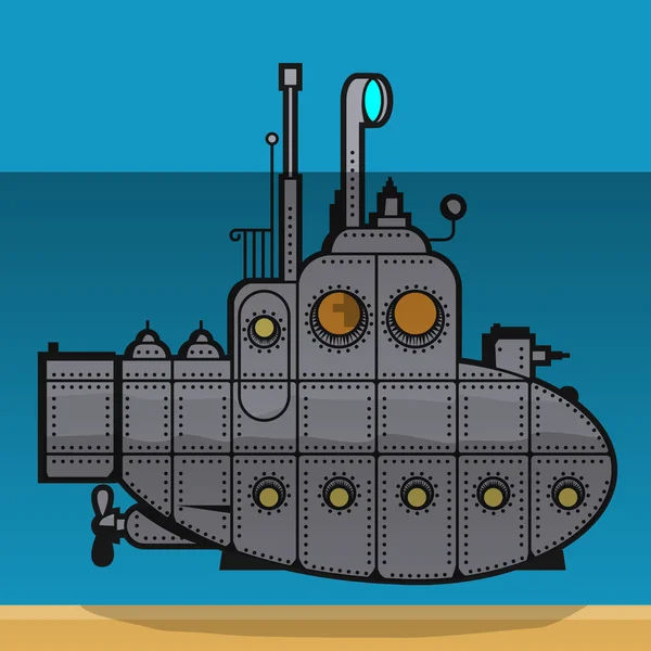 Okręt podwodny, ilustracja wektorowa. — Wektor stockowy