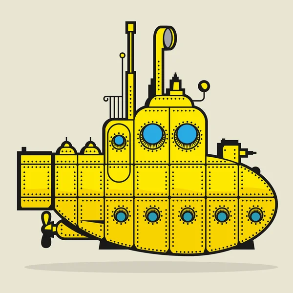 Žlutá ponorka, vektorová ilustrace — Stockový vektor