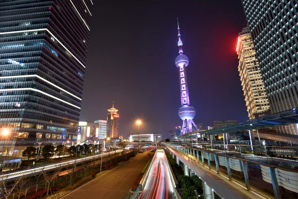 浦東地区の夜、上海 — ストック写真