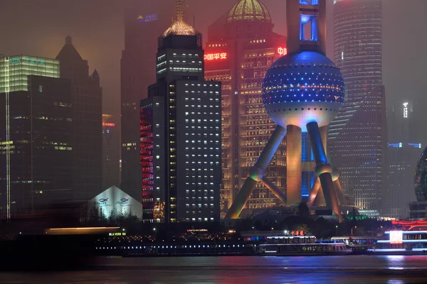 Pudong district night view from Suzhou Creek — Stock Photo, Image