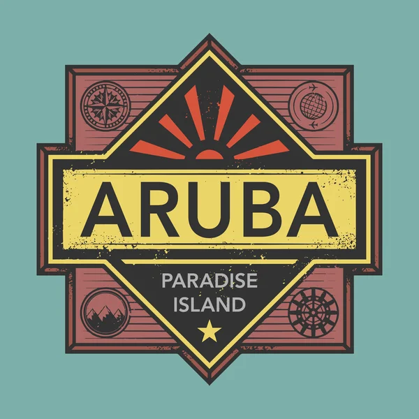 Selo ou emblema vintage com texto Aruba, Discover the World — Vetor de Stock