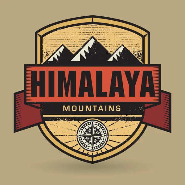 Emblemat znaczek lub vintage z tekstem Himalaya Mountains — Wektor stockowy