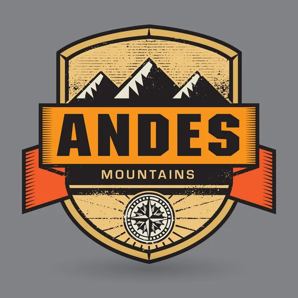 Stamp or vintage emblem with text Andes Mountains — Stock Vector