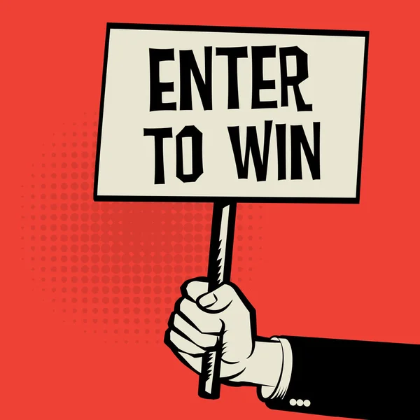 Cartaz de mão, conceito de negócio com texto Enter to Win —  Vetores de Stock